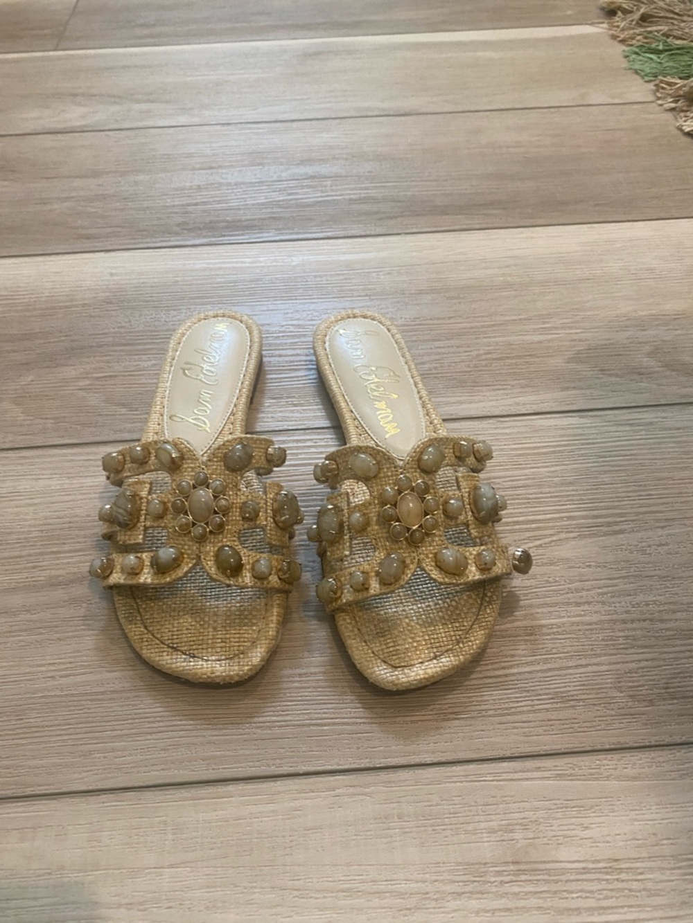 Sam Edelman Gold Beaded Slide Sandals